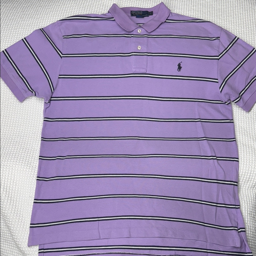 Polo by Ralph Lauren Lavender Striped Polo Shirt - Large